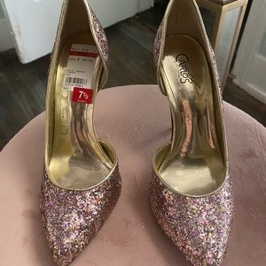 NWT carlos Santana multi color glitter heel